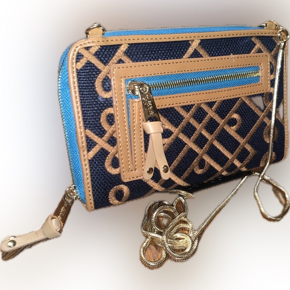 Spartina 449 Mareena Multi Phone Wallet Crossbody Rope Chain Bag Purse Case Blue - Picture 5 of 10